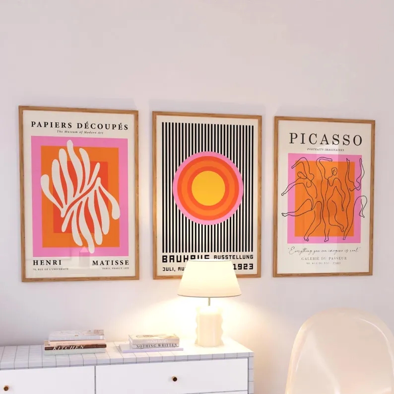 3 peças de arte moderna laranj - Photography Interior avaliação e preço