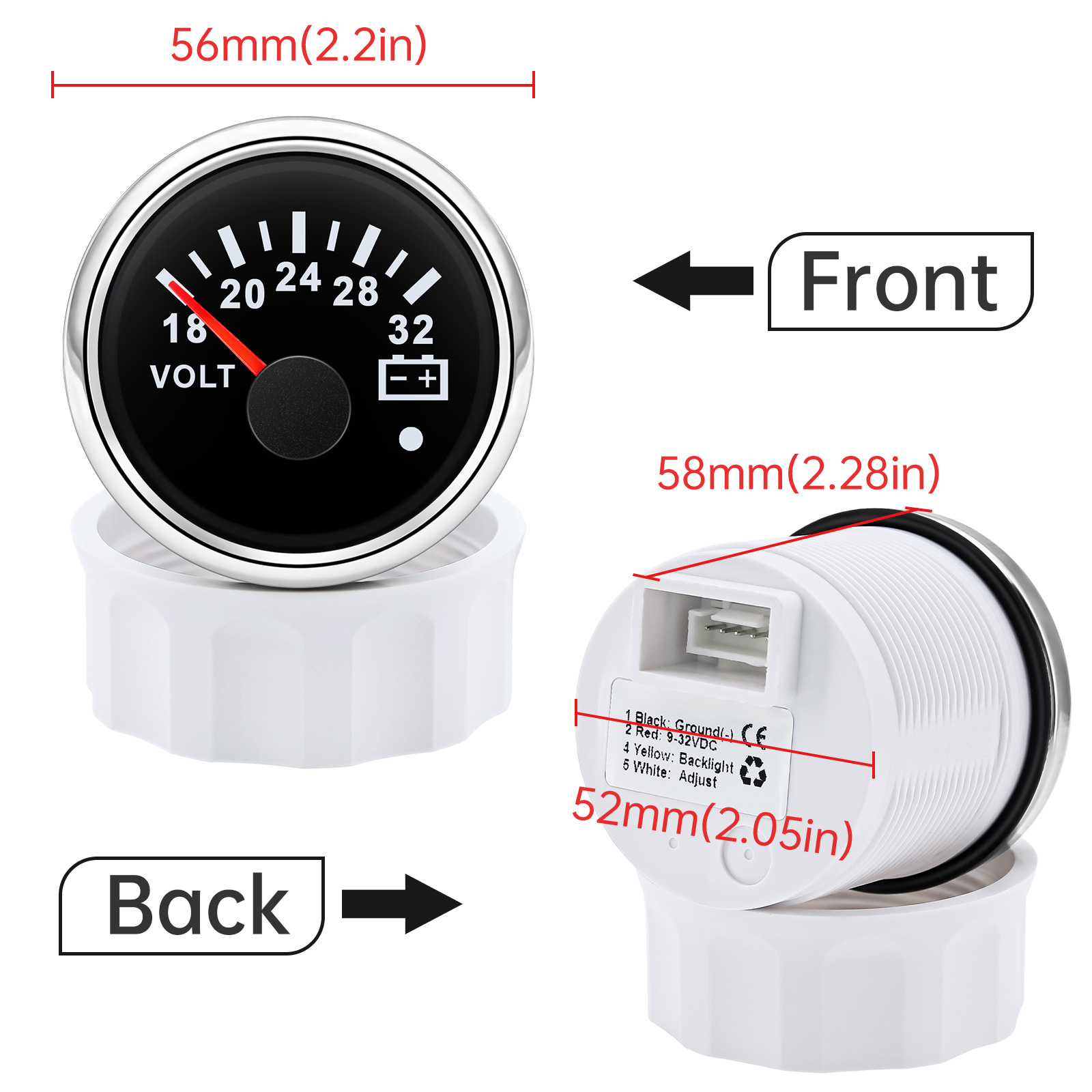 Voltímetro de 52mm, 7 cores, l - Light Meter Incident avaliação e preço